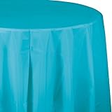 Club Pack of 12 Bermuda Blue Disposable Plastic Octy-Round Picnic Party Table Covers 82"