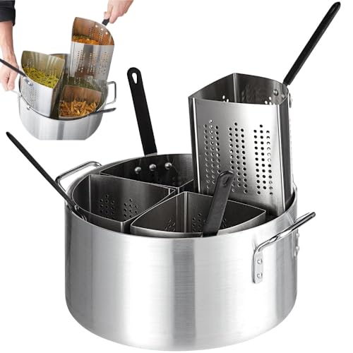 5-Piece Vegetable and Pasta Cooker Set with 20 Qt. Aluminum Pot and 5 Qt. Stainless Steel Inserts Strainer Baskets, pasta pot with strainer baskets to cook multiple servings at once