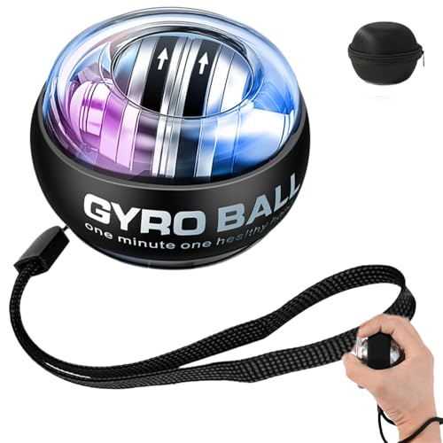 2025 New Curaball Hand Exerciser with Counter, Auto-Start Wrist Trainer Ball with Led Lights, Gyroscopic Wrist Exercise Ball for Strengthen Arms, Fingers and Muscles Workouts (Black#1, with Counter)