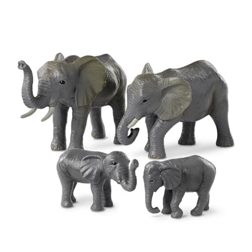 Terra by Battat – 4 Pieces African Elephant Toys Family Set – Realistic Plastic Safari Animals Figures – Animal Toys for Kids 3+ Years – Elephant Gifts & Baby Shower Decorations