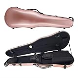 Vetimobato Hard Shell 3/4 Violin Case 4/4 Full Size Carbon Fiber Violin Box Strong Light Anti-Scratch Scratch Shaped Flight Case Travel Backpack Violin Case (Pink gold)