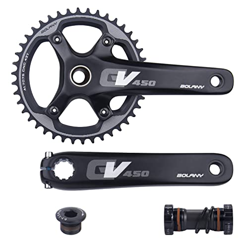 BOLANY 170mm Bike Cranksets Gravel 96BCD Hollow Integrated 42T Single Speed Chainring Crankset with Bottom Bracket Fit for Off Road Gravel Bike Compatible with 10/11Speed