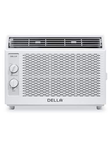 DELLA Window Air Conditioner, 5000 BTU Cools Up To 150 Sq. Ft, Reusable Filter, Easy Install Kit, Energy Saving AC Unit with Easy to Use Mechanical Control, Efficient Cooling For Smaller Areas