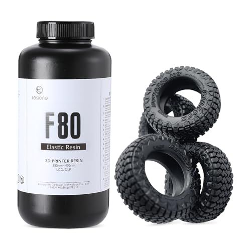 RESIONE 3D Printer Resin, F80 Elastic 405nm UV-Curing Printing Liquid with High Elongation at Break High Resilience Photopolymer Resin for LCD DLP MSLA 3D Printing (Black, 1000g)