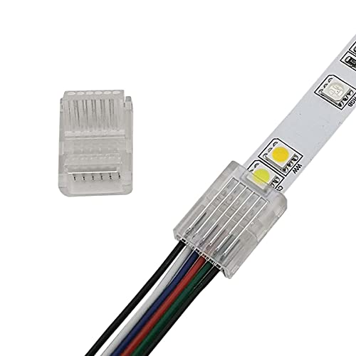 Biantie La 6 Pin 12mm LED Strip to Wire Connector RGB CCT Unwired Clips Solderless Adapter Terminal Extension Connection for Multicolor Light Strips 12V 24V (Pack of 10)