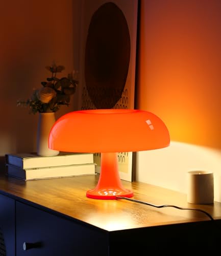 Anykonio Orange Mushroom Lamp, Minimalist Retro Vintage Table Lamp Night Light, Elegant Aesthetic for Women, Kids, Gifts Bedside etc(Bulb Included, Plug Powered, 2700K)