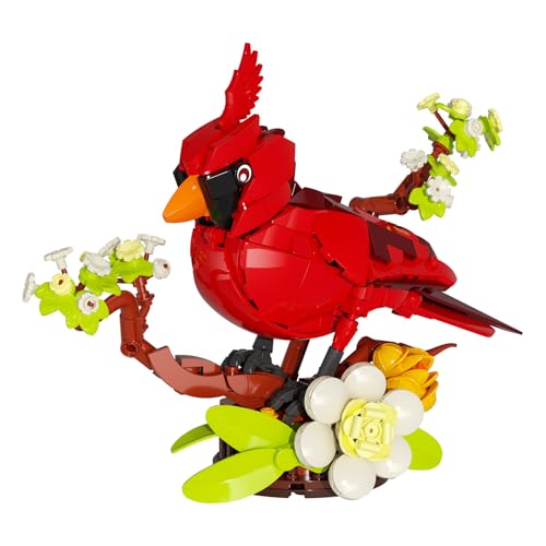 JAKI Northern Cardinal and Silver Wave Flower Building Toys for Kids