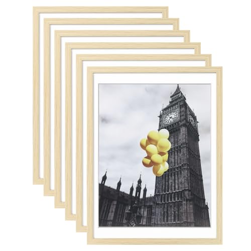 BSRHOME Picture Frame, Set of 6 12x16 Natural Wood, Poster Frame with Plexiglass, Tabletop & Wall Mount, Ideal Gift for Any Occasion