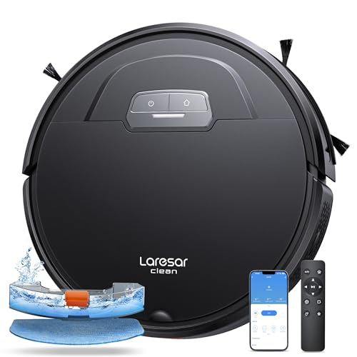 Laresar Clean Robot Vacuum and Mop - 4500Pa Powerful Suction Robot Vacuum, 3 in 1 Robot Vacuum Cleaner with Auto Carpet Boost, Self-Charging, App/Remote/Voice for Pet Hair, Carpet, Hard Floor