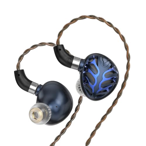 syeindunce TRN Azure-Dragon in Ear Monitor Earphones, 14.6mm Nano-Diaphragm Magnetic Planar Driver Headphones, HiFi Wired IEM Earbuds, Swappable Tuning Nozzles, Includes 2.5/3.5/4.4mm Connectors