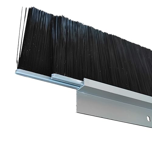 Retsun 2 Sets Double Layer 3 Inches x 39.37 Inches Door Brush Sweeps Seal Black Garage Roll Up Door Bottom Brush Aluminum Holding Easy Mounting (Double 3, 2)