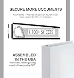 4 Pack of 6 Inch 3 Ring Binder with Locking Angle D Rings, Professional Heavy Duty Large Storage Binder with Pockets, Fits 8.5 x 11 Inch Sheets, Non-Stick Clear View Cover, Customizable, White