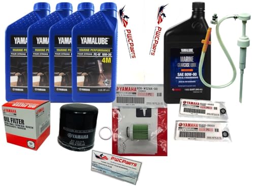 F75 F90 F115 Outboard Service Maintenance Kit, 10W-30 4M Oil Change Kit, Marine Gearcase Lube, Filters, Fits Yamaha 2006+ Models
