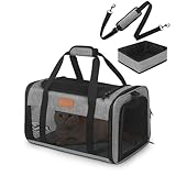 PETUX TSA Approved Pet Carrier in Cabin, 17"x11"x9.5" Soft Cat Carriers for Small Cats Up to 15 Lbs, Top-Open Portable Pet Carrier Airline Approved with Litter Box and Anti-Scratch Mesh (Grey)