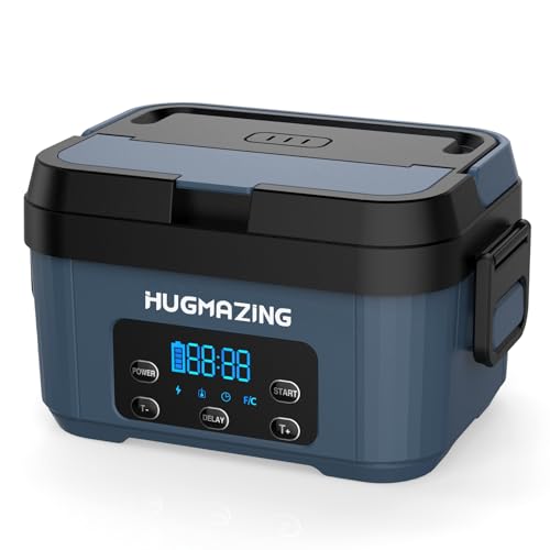 Hugmazing Cordless Electric Lunch Box for Adults, Men & Women – Rechargeable Self-Heating Food Warmer with 1100ML SS Container, Battery-Powered Heated Lunch Box, Perfect for Work and Travel Use