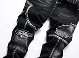 XIMXIMMTIAN Biker Jeans for Men,Slim Fit Stretch Distressed Denim Pants (36, 2130 Black)