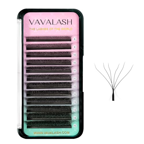 VAVALASH 6D W Shape Eyelash Extension 6D Premade Fans 0.07 D Curl Volume Lash Extensions Easy Fanning False Lashes Matte Black Volume Premade Cluster W Lashes(W Shaped-6D-0.07-D-8-15mm）