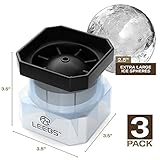 Silicone Freezer Press Sphere Ice Ball Maker Mold, 3 Pack for Large Round Craft Whisky Ice Balls - Bourbon, Scotch, Old Fashioned, Cocktail Drinks - by LEEBS