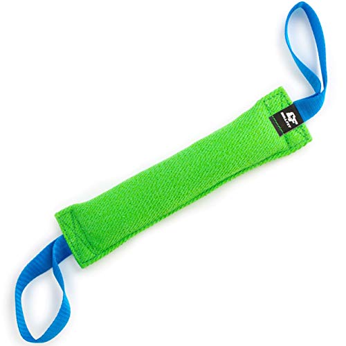 Bull Fit K9 Dog Bite Tug Toy with 2 Strong Handles - Made of Durable & Tear-Resistant French Linen - Perfect for Tug of War, Fetch & Puppy Training - Ideal for Medium to Large Breeds