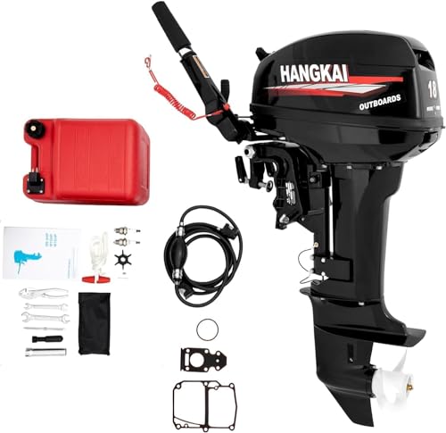 Fluoxtine Hangkai 18 HP Outboard Motor, 2 Stroke 246CC Heavy Duty Fishing Boat Engine, Short Shaft Outboard Engine with CDI Ignition and Water Cooling System