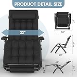 YOMIFUN Oversized Zero Gravity Chair, 33In XXL Padded Lounge Chair, Recliner Chair W/Cushion& Storage Bag, Footrest, Reinforced Full-Alu Alloy Lock, Larger Cup Holder, for Indoor Outdoor, 500lbs Max