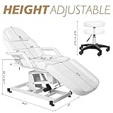 OmySalon Electric Height Adjustable Salon Tattoo Chair Esthetician Bed, Multi-Purpose Facial Bed Chair for Barber Spa Beauty Salon with Hydraulic Stool Equipment, Remote Control, White