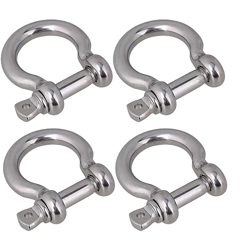 SHENGHUISS Anchor Shackle Stainless Steel 316 Forged Bow Shackle Screw Pin Marine Hardware Rigging 3/8 inch 4 Pack