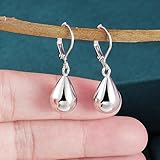 Sterling Silver Teardrop Earrings for Women Girls Silver Drop Leverback Dangle Earrings for Girls Hypoallergenic Leverback Drop Silver Earring