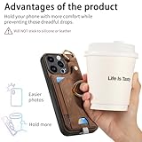 ONV Magnet Wallet Case Compatible with O PPO Realme V50 5G- Rotatable Metal Ring Case with Card Holder Anti-Shock Bumper with Cash Pocket Stand Cover for Realme V50 5G / Realme V50S 5G[D6]-Brown