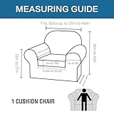 H.VERSAILTEX Rich Velvet Stretch 2 Piece Chair Cover Chair Slipcover Sofa Cover Furniture Protector Couch Soft with Elastic Bottom Chair Couch Cover with Arms Width Up to 49 Inch(Chair,Grey)