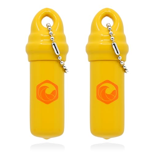 Seahive Floating Keychain (2 pack) - Boat Key Float with Waterproof Safety Container - Pontoon, Fishing, Kayak, Dry Bag Accessories key chain holder (Yellow)