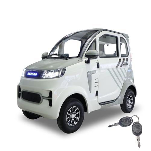 Xmatch Fully Enclosed Mobility Scooters for Adults, Heavy Duty 4-Wheels 3 Passengers Electric Powered Mobility Scooter for Seniors All Terrains 1500W for Safer Travels Vehicle Car (Grey)