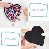 INFUNLY 2PCS Evil Eyes Rhinestone Patches Evil Eyes Heart Sequin Patches Evil Eyes Colorful Rhinestone Heart Applique Patches Evil Eyes Crystal Patches Sequin Sew on Bead Heart Patches for Clothing