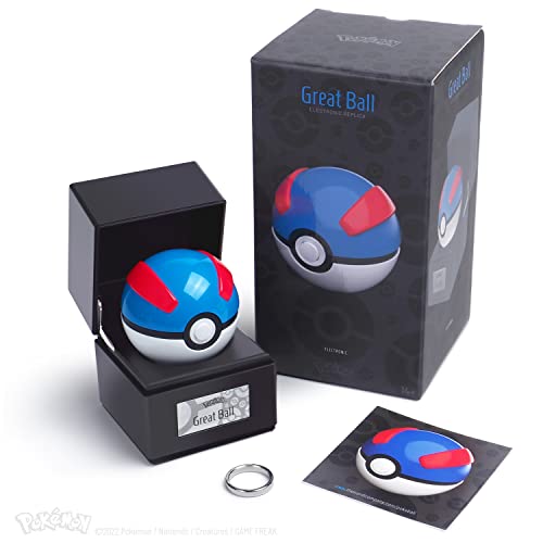The Wand Company Original Poké Ball Authentic Replica - Realistic, Electronic, Die-Cast Poké Ball with Display Case Light Features – Officially Licensed by Pokémon