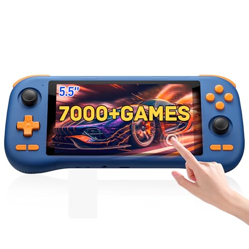 kinhank K56 Retro Handheld Game Console, Support 7000+ Games, Equipped with 64G TF Card, Android 14.0 System, Portable Retro Video Game Console, 5.5 Inch IPS Touch Screen, 2.4G/5G, BT 5.0 (64GB)