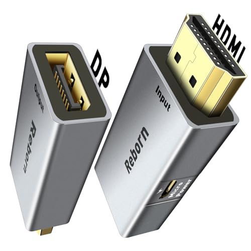 Reborn HDMI to DisplayPort Adapter | 4K@60Hz HDMI (Source) 2.0 Male to DP (Display) 1.2 Female Converter [1Pack] HDMI to Display Port Adapter Compatible with Laptop,AMD,NVIDIA,PS5,Xbox and More