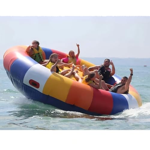 Inflatable Disco Boat for 6 Person- 10x10FT PVC Material Inflatable Water Spinning UFO Towable River Disco Boat Tube for Outdoor Water Games (Multiple Colors)