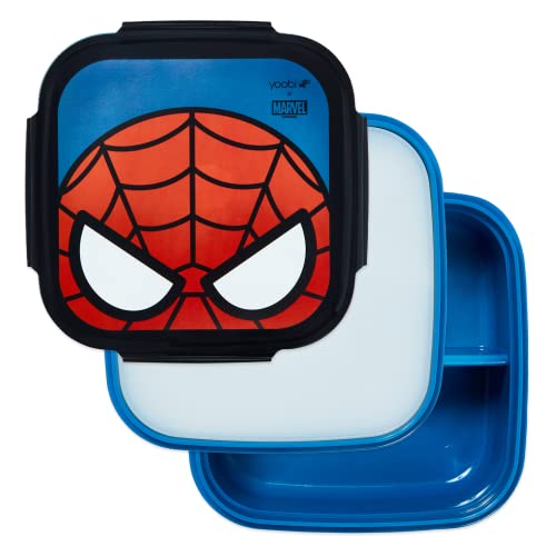 Yoobi x Marvel Spider-Man Bento Box and Ice Pack – Gift – 3 Compartment Lunch Box, Dishwasher & Microwave Safe Food Container for Kids & Tweens – BPA & PVC Free, Leakproof