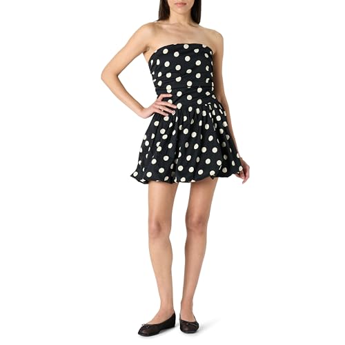 The Drop Women’s Rhett Strapless Mini Dress, Black/Whisper White Polka Dot, XS