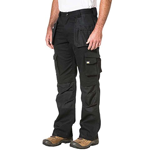 Caterpillar Men's Trademark Work Pants Built from Tough Canvas Fabric with Cargo Space, Classic Fit, Black, 34W x 30L