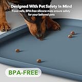 PETLIBRO Dog Food Mat, Safety Silicone Cat Food Mat for Feeder & Fountain, Waterproof Dog Bowl Mats, Raised Edge Spill Protection Floor, Cove Feeding Mat for Pet (Lake, 22'' x 16.5'')