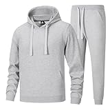 ANOTWENER Track Suits for Men Set Sweat Suit Tracksuits Outfits Hoodies Workout Jogging Joggers Sweatsuits Mens Walking Suit 2 Piece Grey ATM-070-XXL