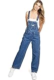 Lana Roux 90s Retro Dungaree Utility Denim Twill Jumpsuit Overalls (Medium Denim, Medium)