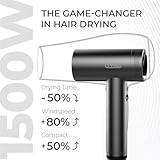 TYMO Hair Dryer with Diffuser for Women - 1500W Professional High Speed Blow Dryer with Comb, 110,000RPM Fast Dry, 200 Million Ionic Hairdryer, 4 Temps & 3 Speeds, 8 Ft Cord for Salon, Metal Gray