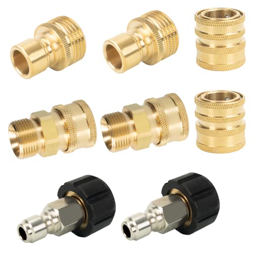 LIULO TOOL Pressure Washer Quick Connect Kit, Quick Disconnect Kit, M22 14mm Metric Male Thread Quick Connector, M22 to 3/8'' Quick Connect, 3/4" to Quick Release, 8 Pack