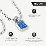 RTZN® Lapis Lazuli Necklace for Men – Premium Handcrafted Square Pendant Necklaces - Blue Lapis Lazuli Pendant Necklace with Stainless Steel Chain 22" Inch + 2" Extension