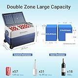 BODEGACOOLER 12 Volt Portable Refrigerator,53 Quart Car Fridge Dual Zone -4℉-68℉,50L Car Freezer APP Control,Electric Compressor Cooler 12/24V DC and 100-240V AC for RV,Camping,Travel,Truck,Vehicles