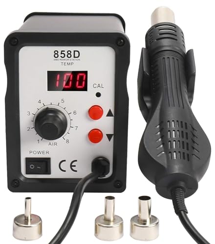 YaeCCC 858D Rework Station Hot Air Gun Digital Solder Soldering Stations Iron Holder with 3 Nozzles