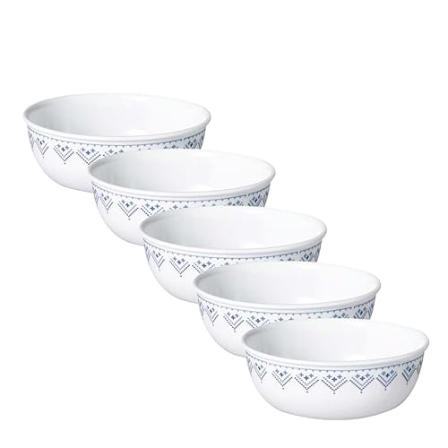 Corelle J416-PTW CP-1849 Bowls, Set of 5, Dishes, Plates, Break-Resistant, Lightweight, Microwave, Oven Safe, Dishwasher Safe, Patchwork