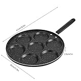 Generic 7 Holes Egg Frying Pan, Non Stick Egg Cooker Pan, Aluminum Egg Burger Maker for Breakfast Sandwich Hamburger Pancake, Household Kitchen Cookware, Black